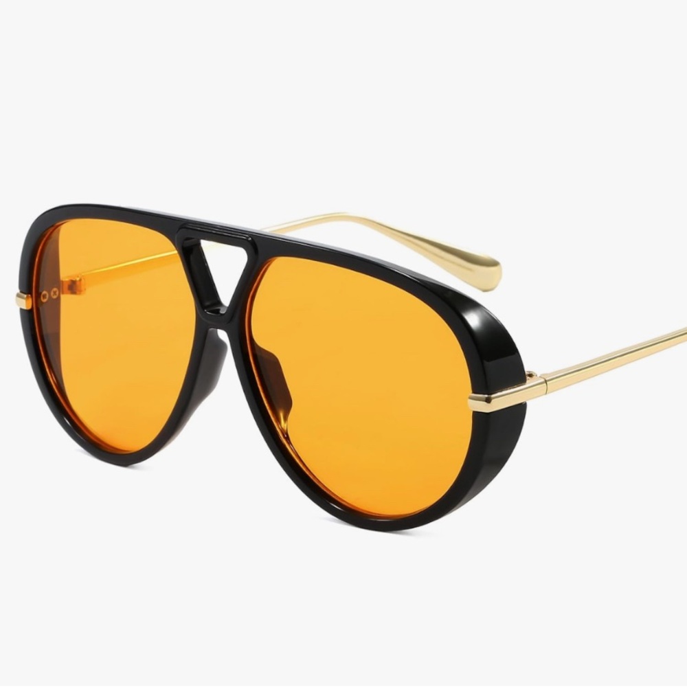 🔥Stylish Black and Orange Aviator Sunglasses 🧡🖤
